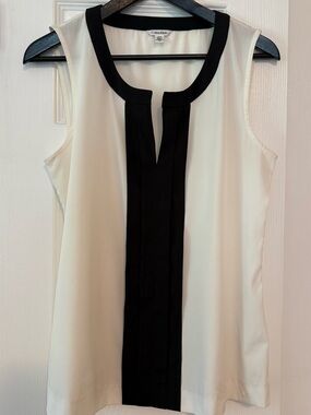 Calvin Klein Cream Blouse with Black Trim